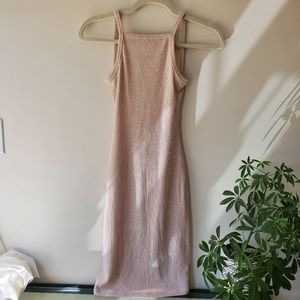 Aritzia pink ribbed backless mini dress XS